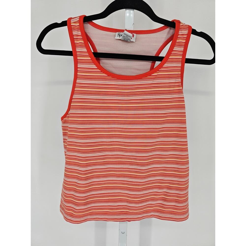 Vintage Style & Co Sport Womens Sz XL Racerback Tank Top Red Pink Striped